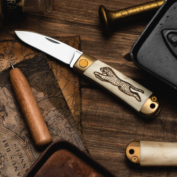 The Wildcat Scrimshaw Henry | Slip-Joint Pocket Knife | WESN